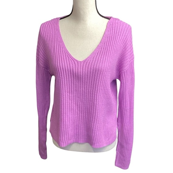 Wild Fable Orchid Ribbed Knit V Neck Loose Fitting Pullover Sweater, Size XL NEW - Picture 1 of 10
